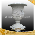 home decorative large carved white marble flower pot sculpture